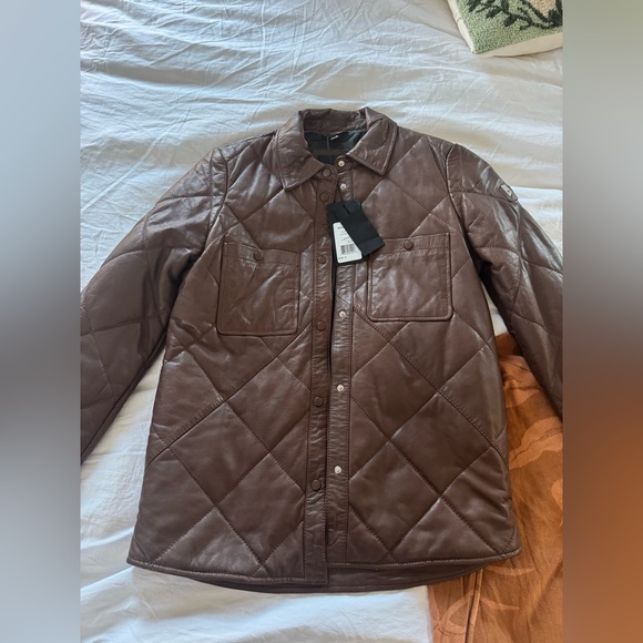 Mauritius Oliah Leather Quilted Shacket - Picture 2 of 4
